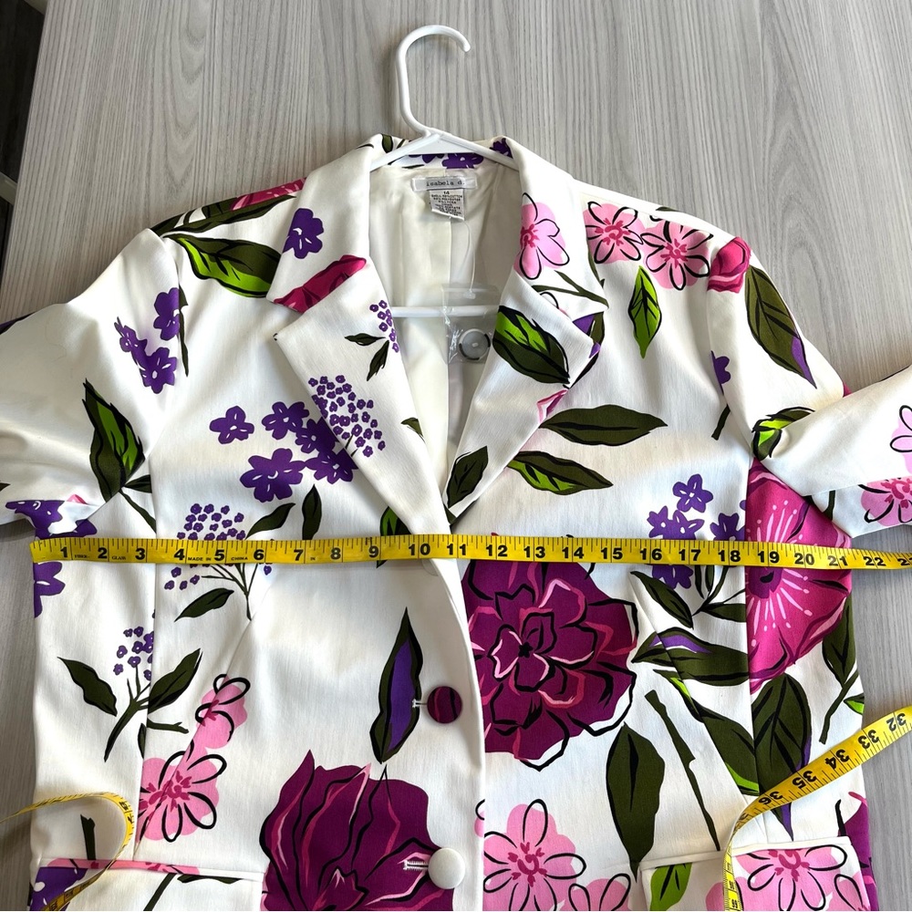 NWT BOLD, BEAUTIFUL FLORAL BLAZER BY ISABELA D. SIZE 14 - Picture 5 of 6